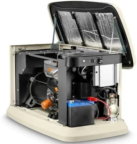 Kohler 20RCAL-200SELS 20kW aluminum standby generator system with 200A service disc and load shedding, installed outdoors.