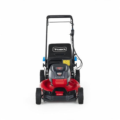 Casavibeo Toro Super Recycler 21-inch 60V battery-powered mower with personal pace drive system, shown in use on a lawn.