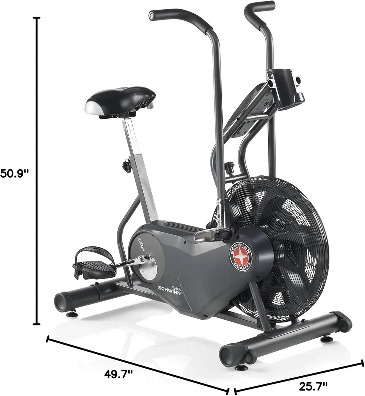 Casavibeo Schwinn Airdyne AD6 exercise bike with handlebars, digital display, and adjustable seat for full-body cardio workouts.