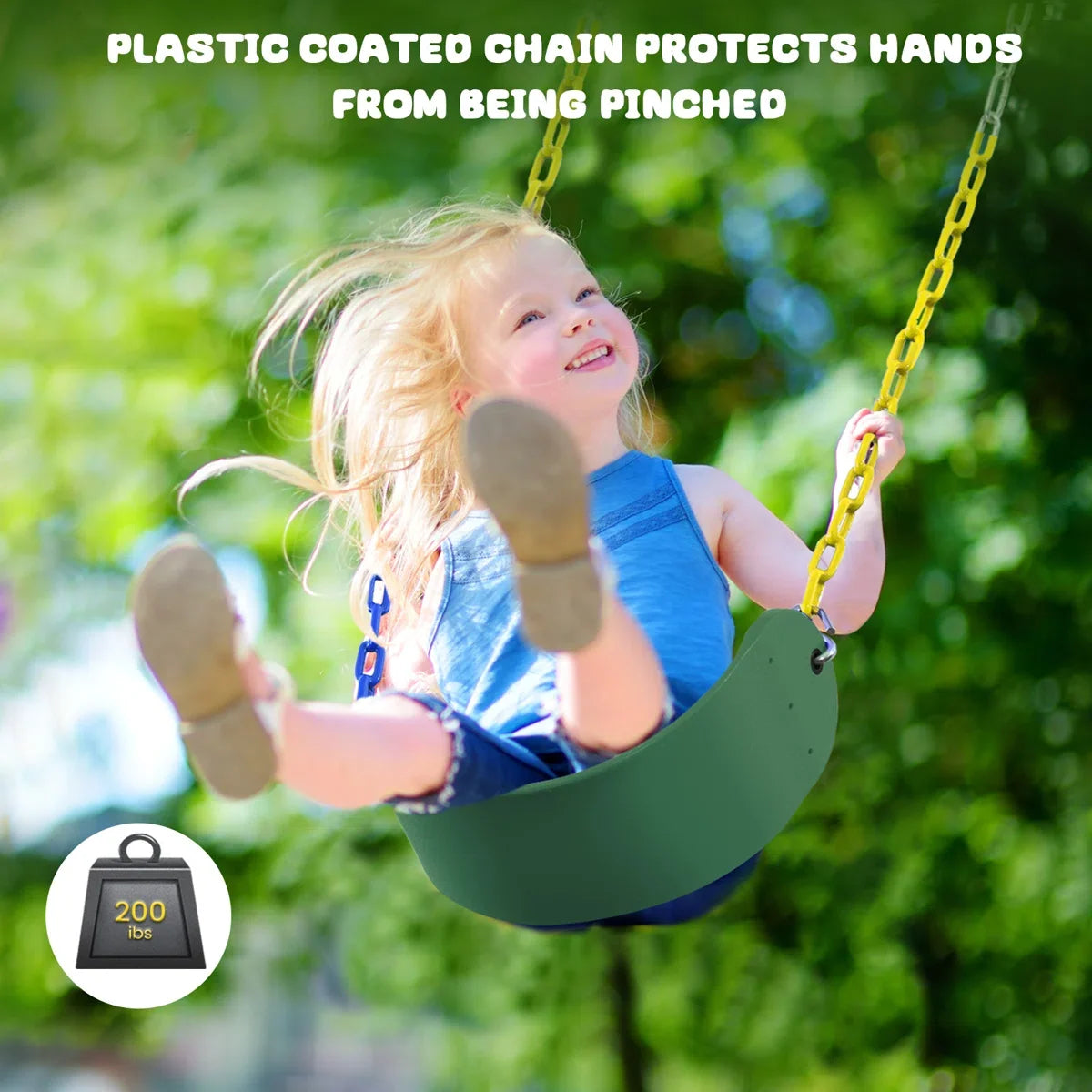 Heavy-duty Casavibeo Klo Kick metal swing set with three swings, 7.3 feet tall, ideal for backyard playground fun.