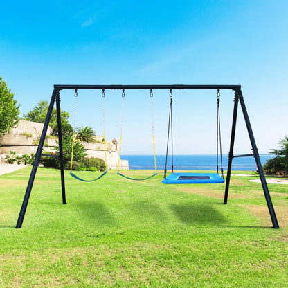 Casavibeo 7.3ft heavy-duty metal swing set with three swings, ideal for backyard playgrounds and outdoor play.