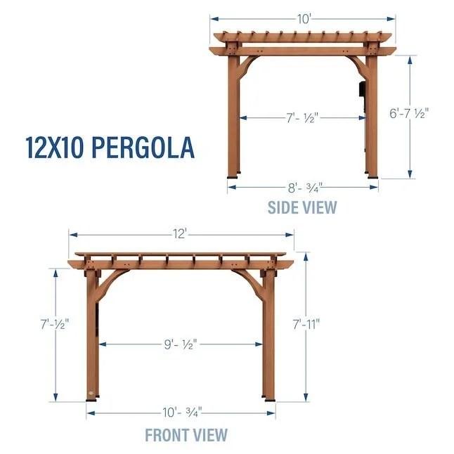Casavibeo Backyard Discovery cedar pergola, 10x12 feet, with wooden slats and sturdy posts, ideal for outdoor shade and relaxation.