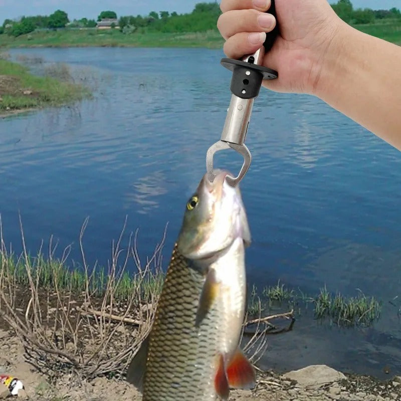 Belro Fish Lip Gripper Pliers for fishing, made of durable metal with ergonomic handle, used to safely handle fish outdoors.