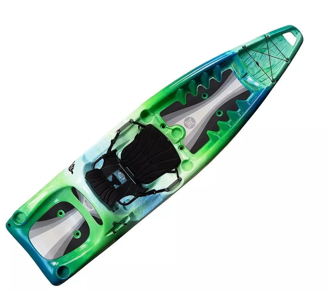 Casavibeo Perceptions Hangtime 11.0 recreational kayak floating on water, showing sleek design and bright color.
