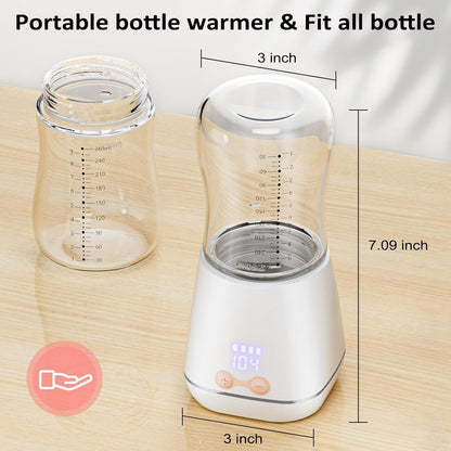 Baby Belro portable bottle warmer for quick and easy feeding, showing a compact device with a baby bottle ready for use.