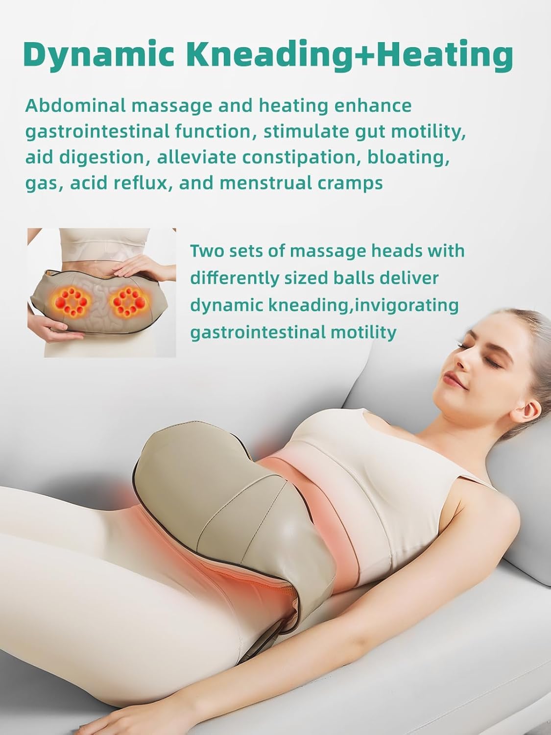 Belro stomach massager for constipation, electronic personal care appliance with ergonomic design for abdominal relief.