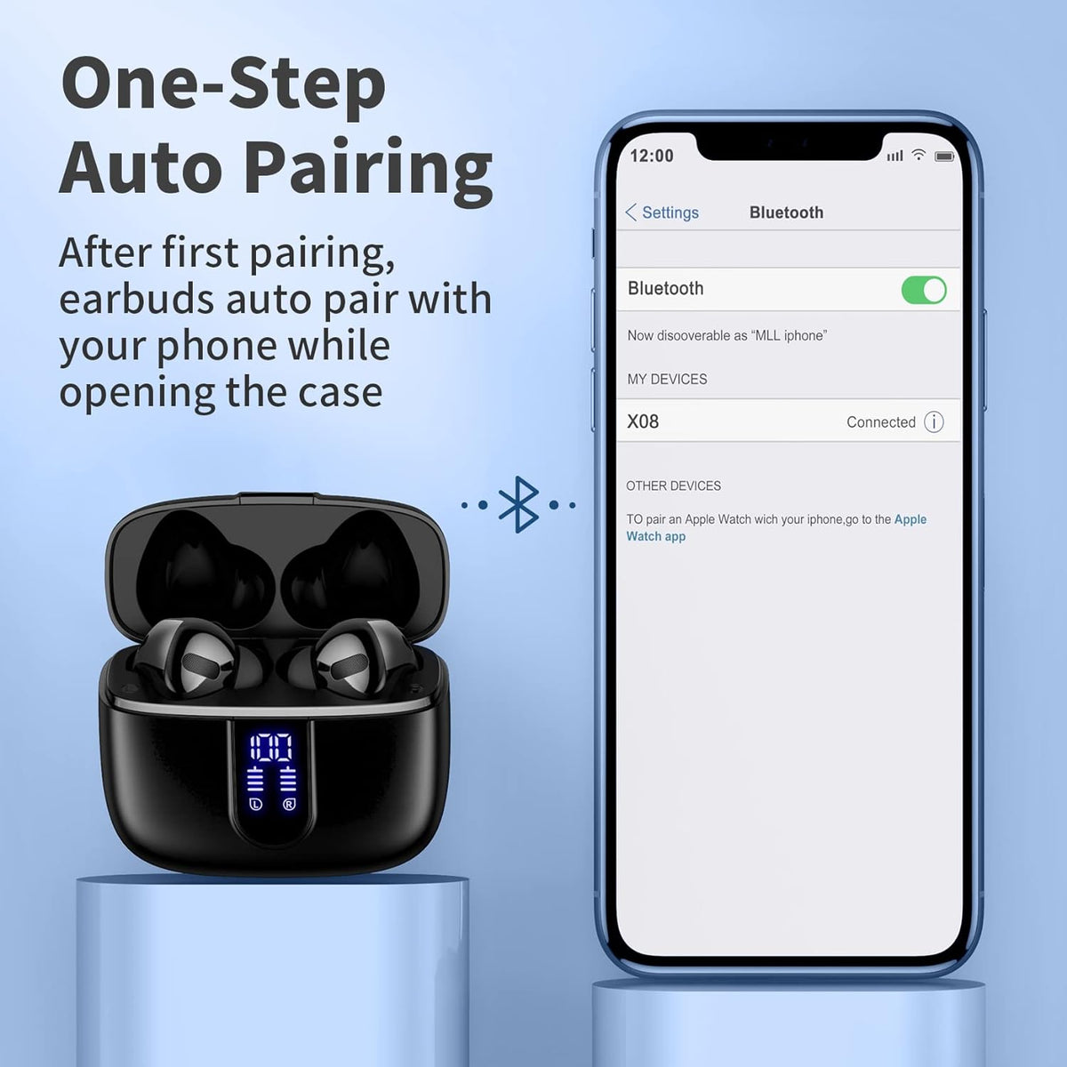 Belro true wireless earbuds with charging case, compact headphones for high-quality audio and portable listening.