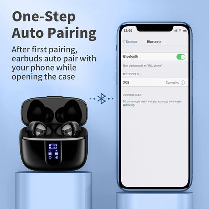 Belro true wireless earbuds with charging case, compact headphones for high-quality audio and portable listening.