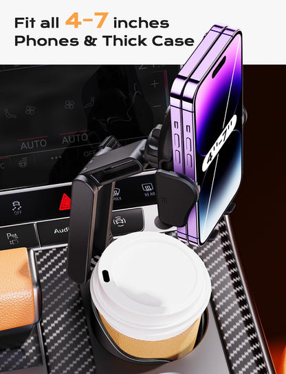 Belro phone cup holder mount for car, adjustable electronic phone holder fitting into vehicle cup holders
