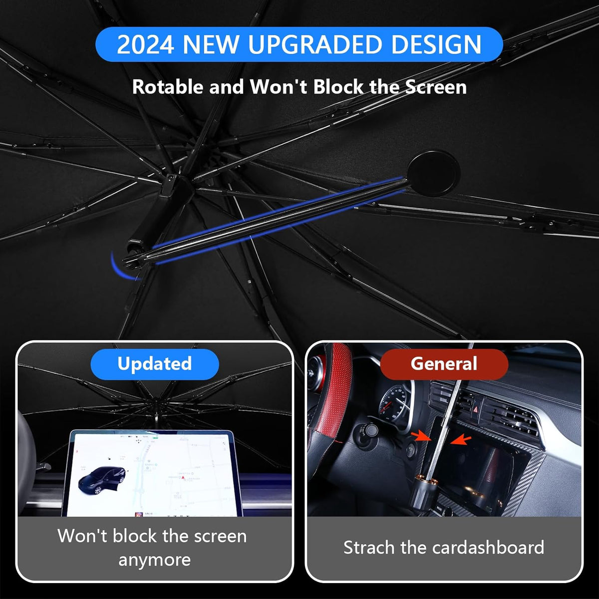 Belro car windshield sun shade blocking sunlight, designed to protect vehicle interior from heat and UV rays.