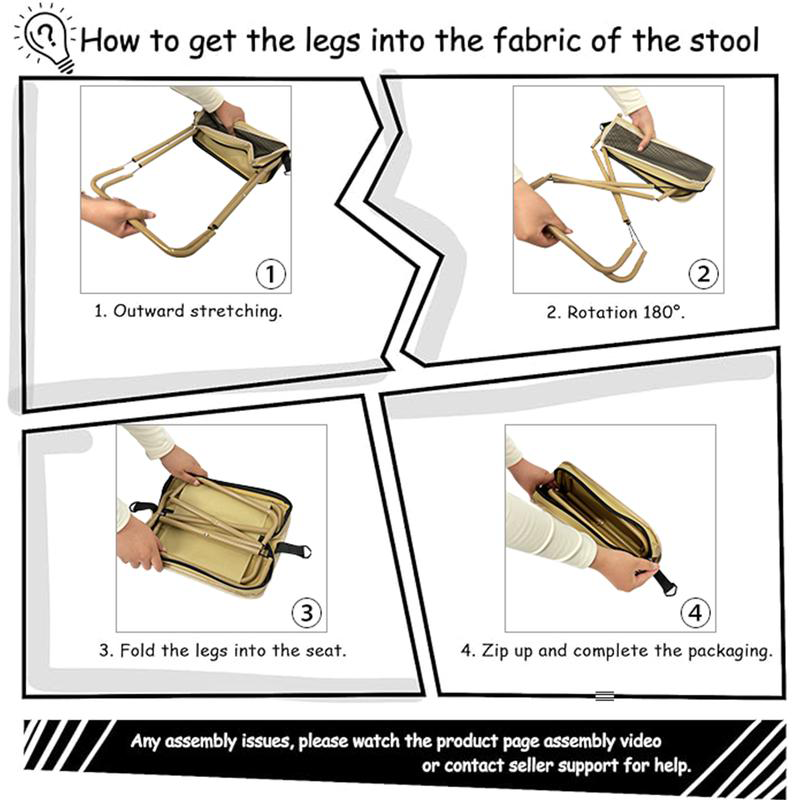 BowLift foldable backpack stool, lightweight portable seat for hiking and camping, shown in compact, folded position.