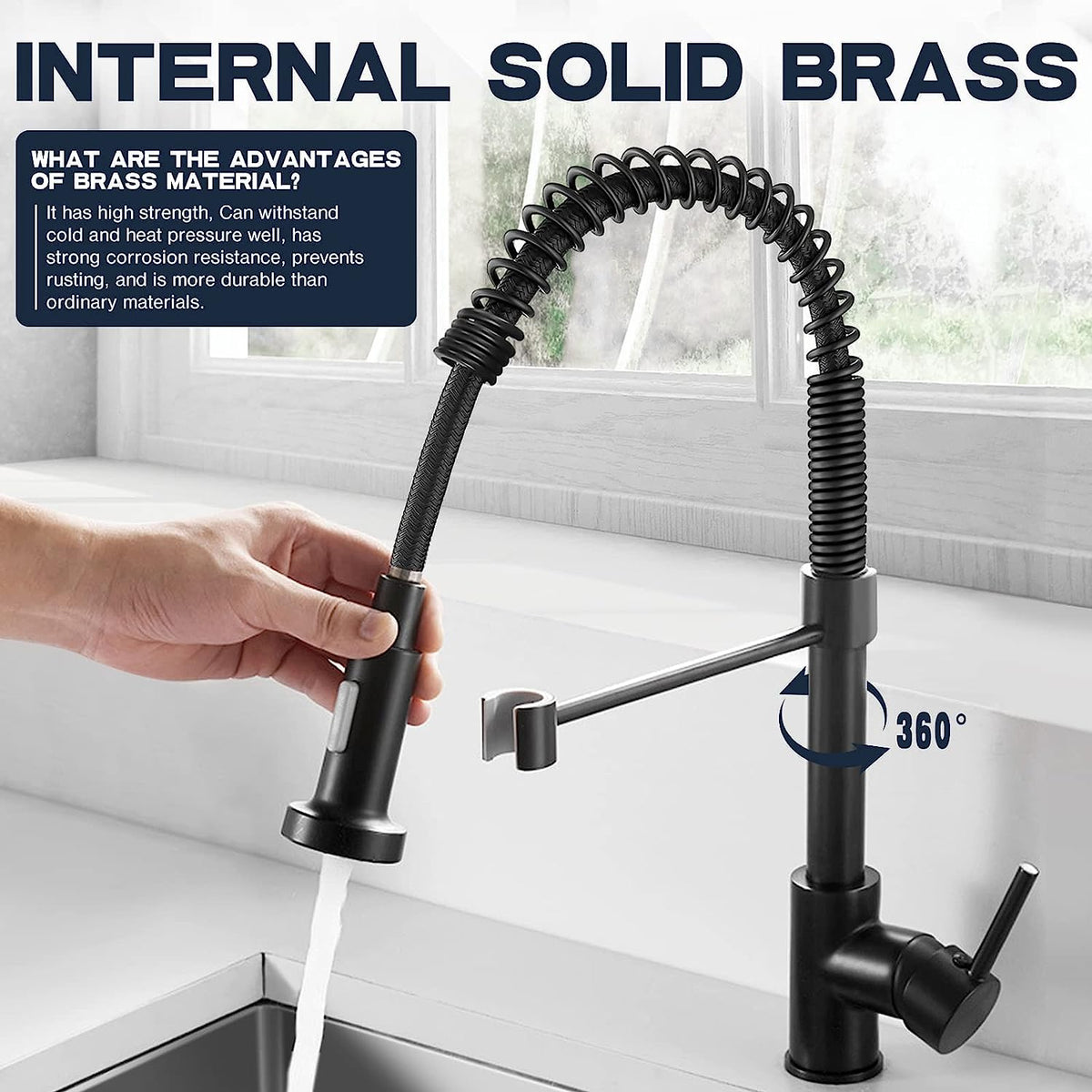 Belro single-hole kitchen faucet with pull-down sprayer, chrome finish, modern design, ideal for kitchen sinks and easy use