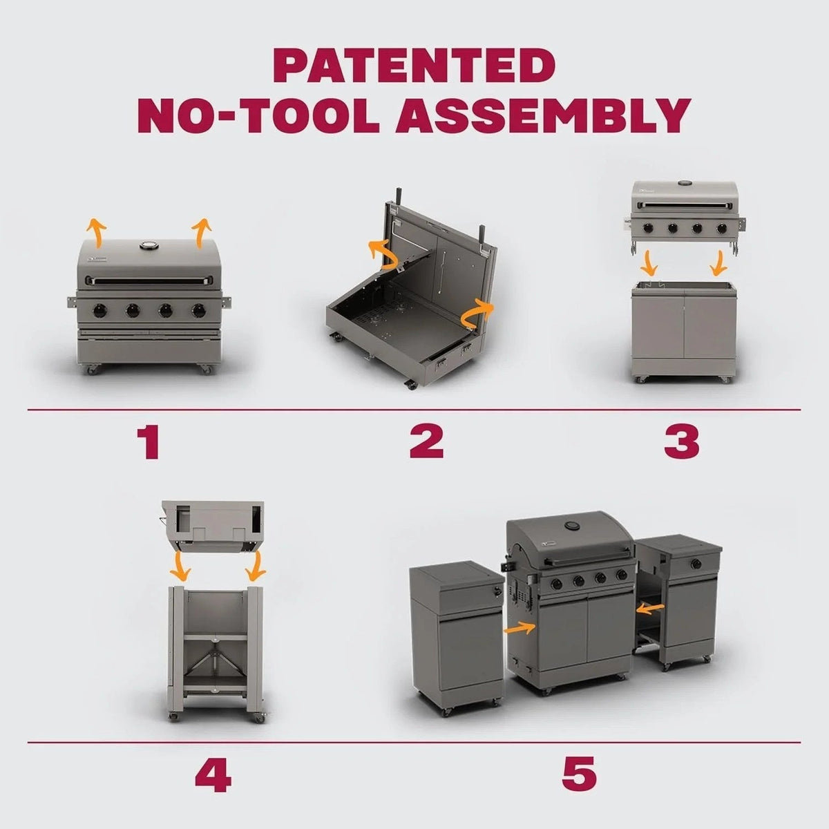 Casavibeo Tytus Fresno Series 5-burner gas grill with stainless steel construction and multiple cooking grates.