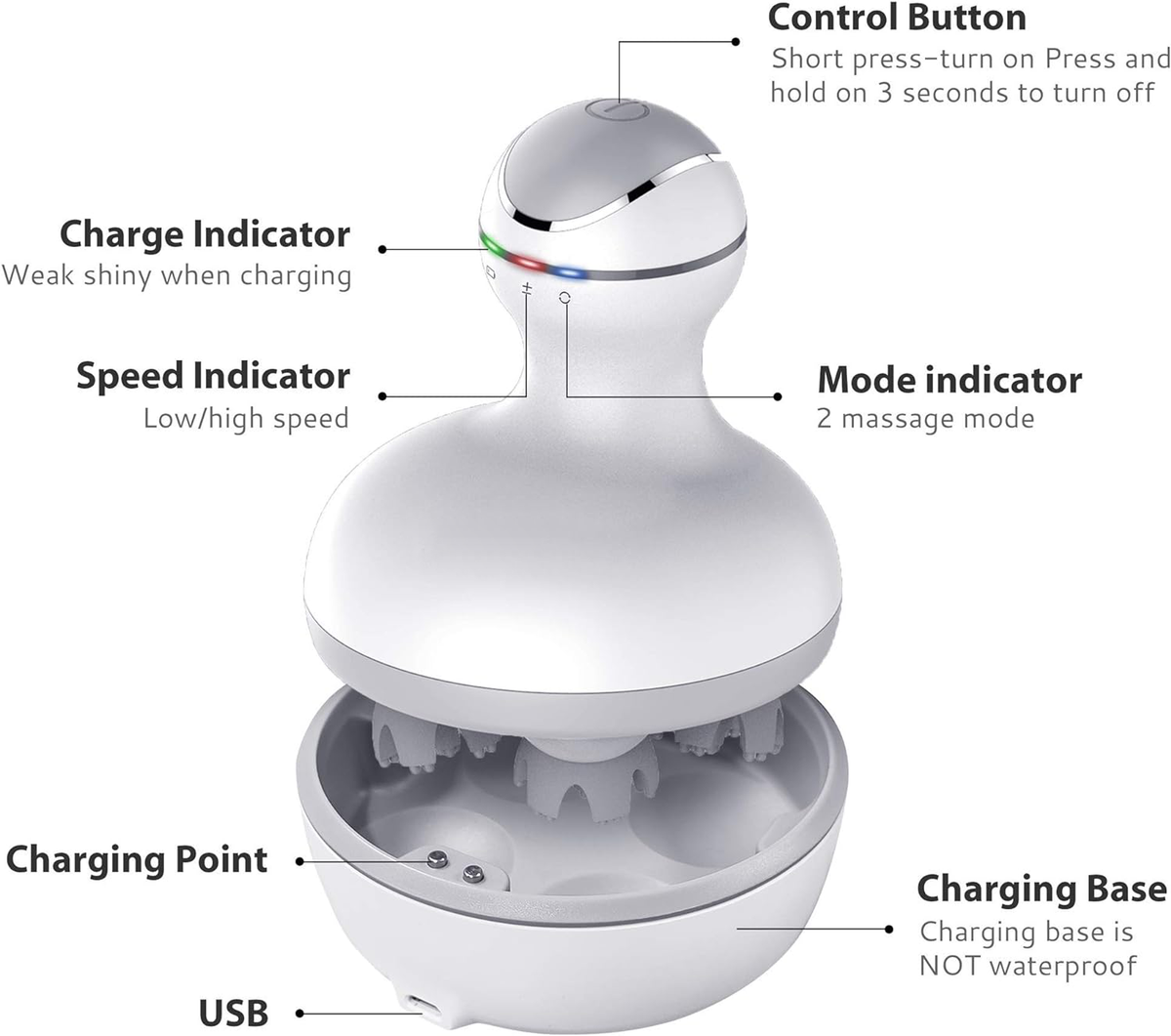 Belro scalp massager with ergonomic design, electric personal care device for relaxing head massages.