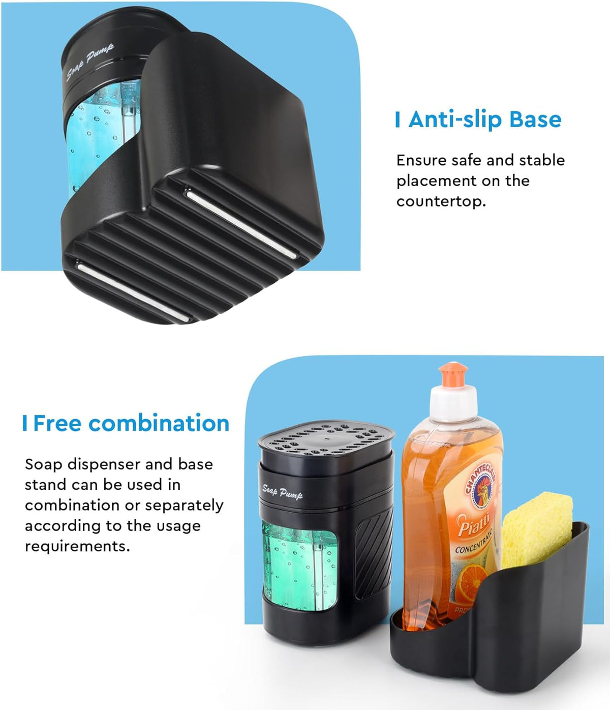 Belro kitchen dish soap dispenser with pump for easy dispensing of dish soap in a modern kitchen setting