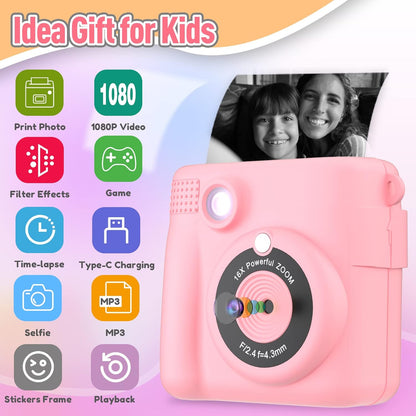 Belro digital instant print portable camera for kids, compact electronic camera with colorful design and easy photo printing.