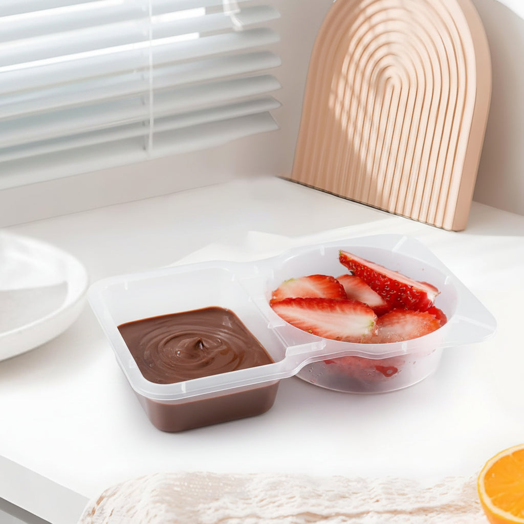 Set of 20 DecorsDeluxe Bento Lunch Boxes with two-compartment snack containers, ideal for convenient meal portions and storage.