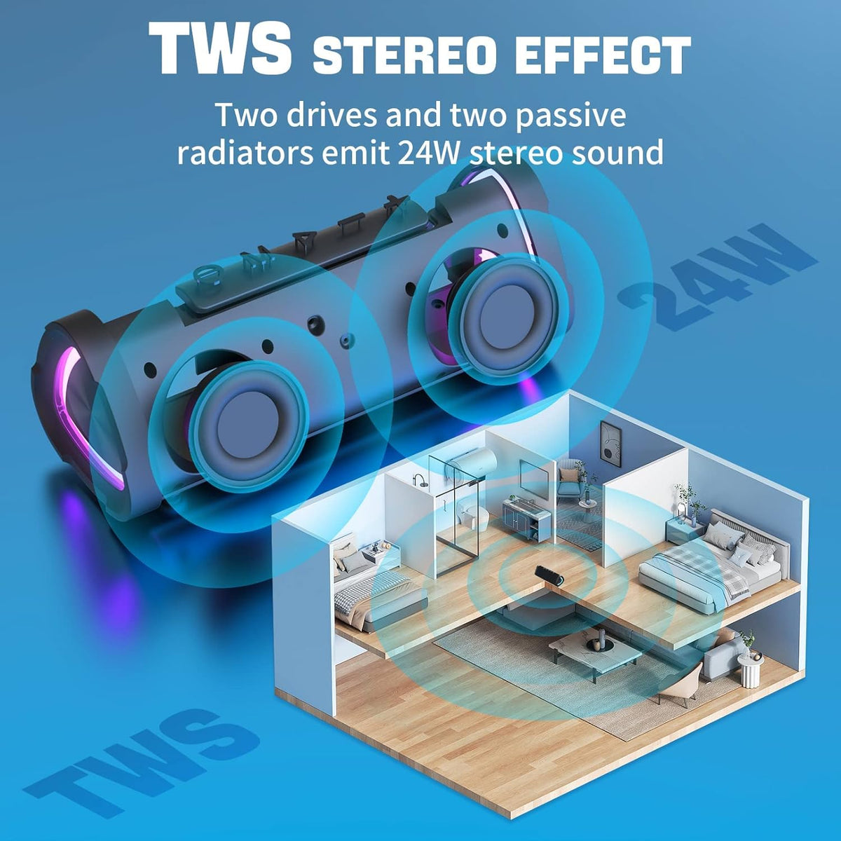 Belro portable Bluetooth wireless speaker with compact design and built-in buttons for easy music control.