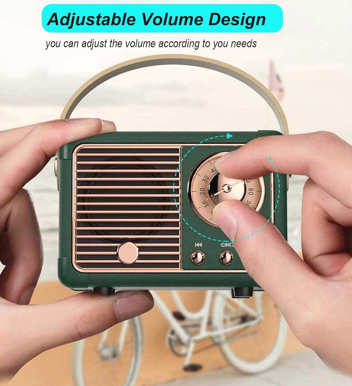 Belro Retro Bluetooth speaker in black with vintage design, compact portable electronics for wireless audio playback.