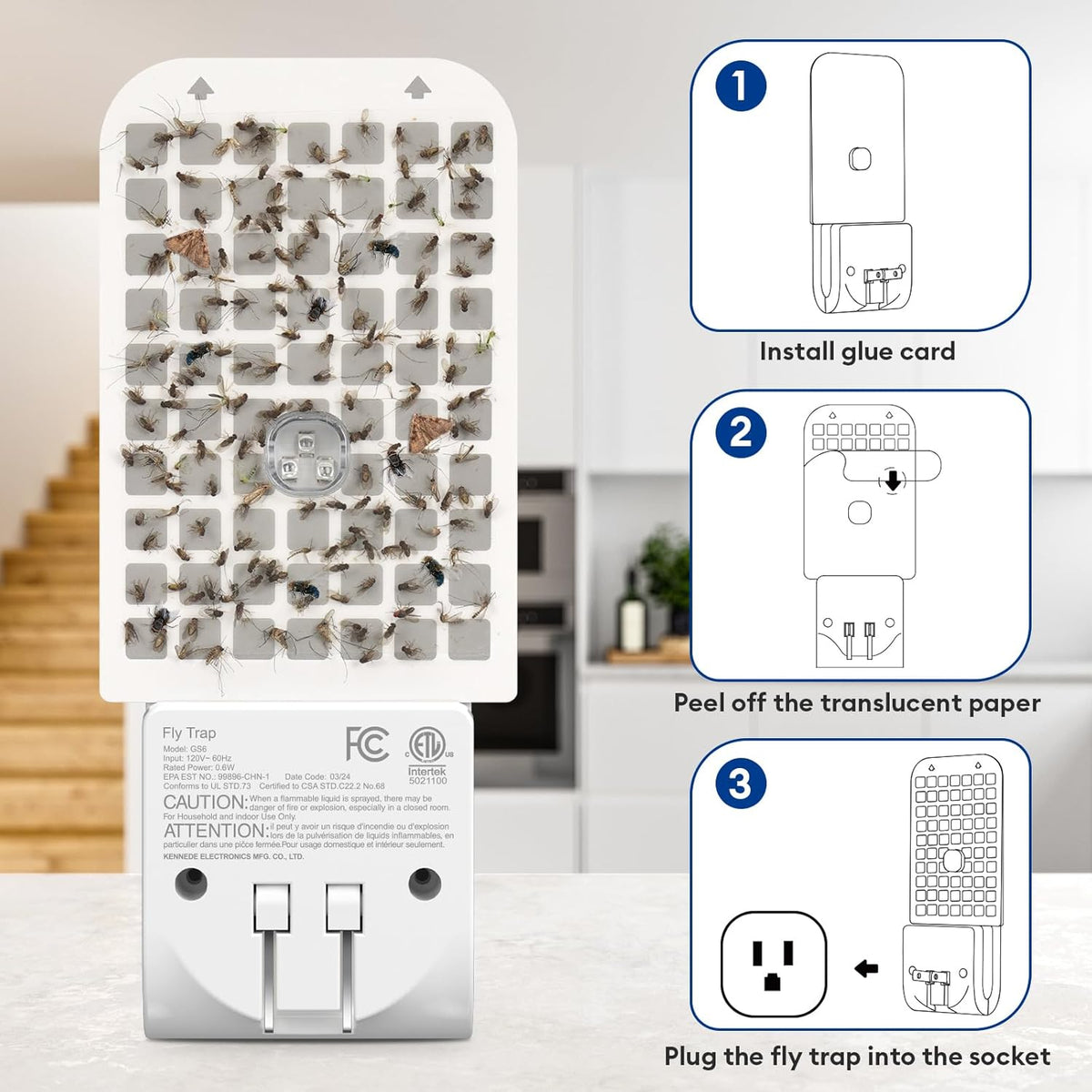 Belro indoor fly trap with electronic design, featuring a sleek black unit for effective fly catching and pest control.