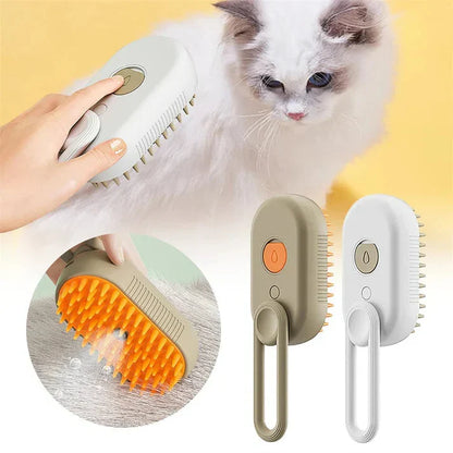 Belro Easy Groom Steam Brush for dogs, pet grooming tool with steam function, used for detangling and cleaning dog fur.
