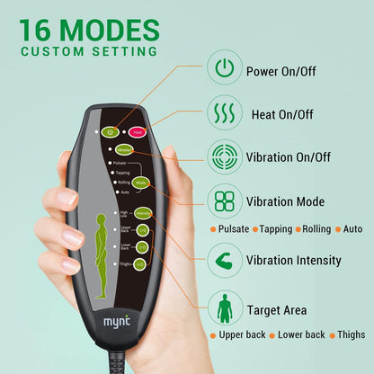 Belro massage cushion pad with heat, designed for chairs and car seats, featuring electronic personal care massage appliance.