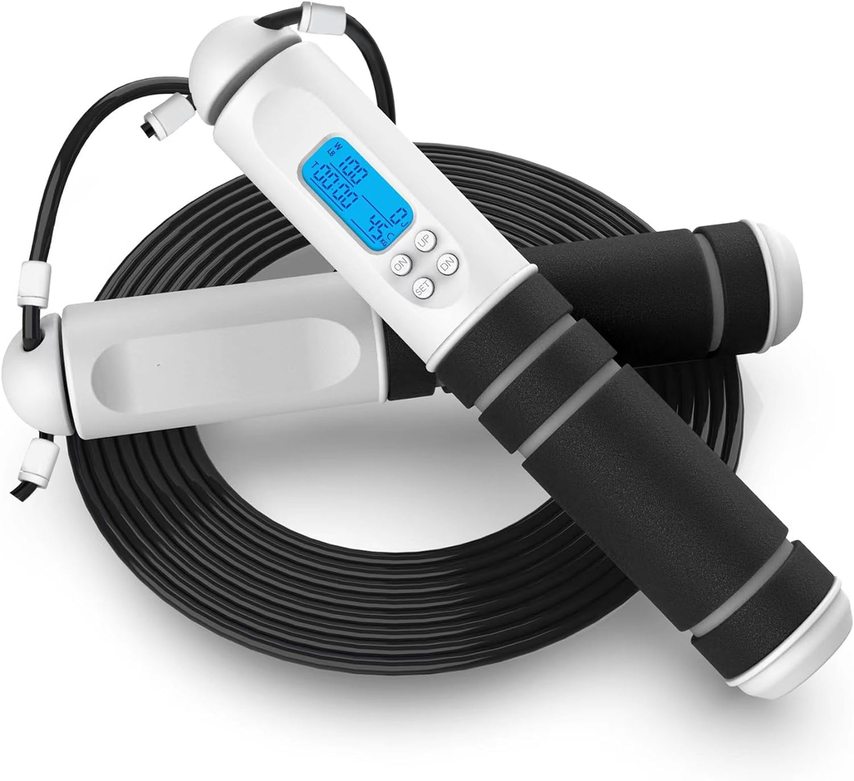 Men's Belro speed skipping jump rope with calorie counter, lightweight design, and adjustable handles for cardio workouts.