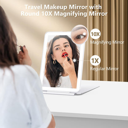 Belro travel lighted makeup mirror with magnification, compact beauty accessory for precise makeup application and grooming.