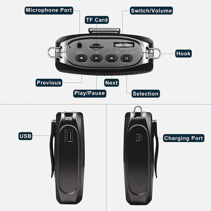 Belro personal voice amplifier for teachers and elderly, compact electronic audio device with microphone and control buttons.