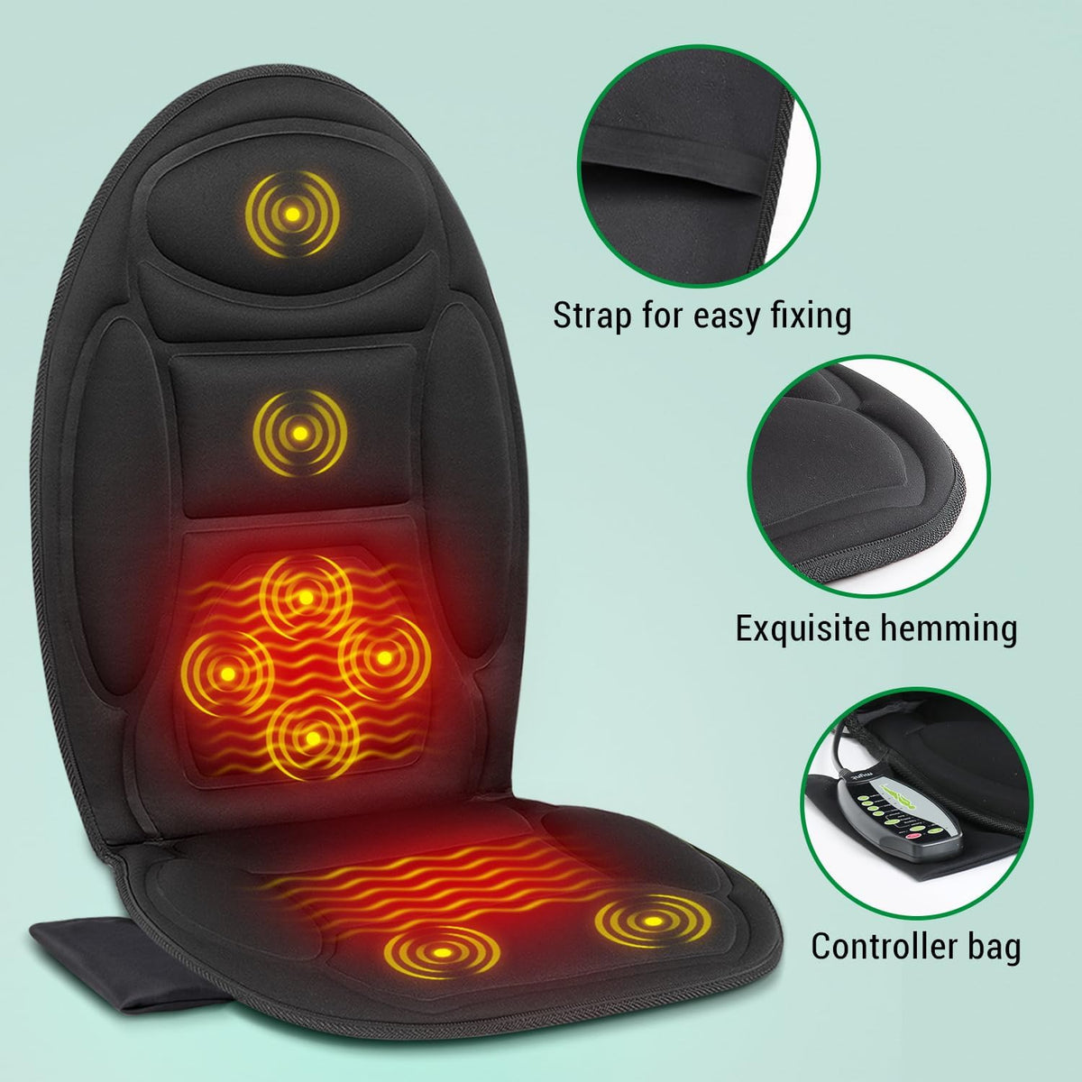 Belro massage cushion pad with heat for chairs and car seats, featuring electronic personal care massager for relaxation.
