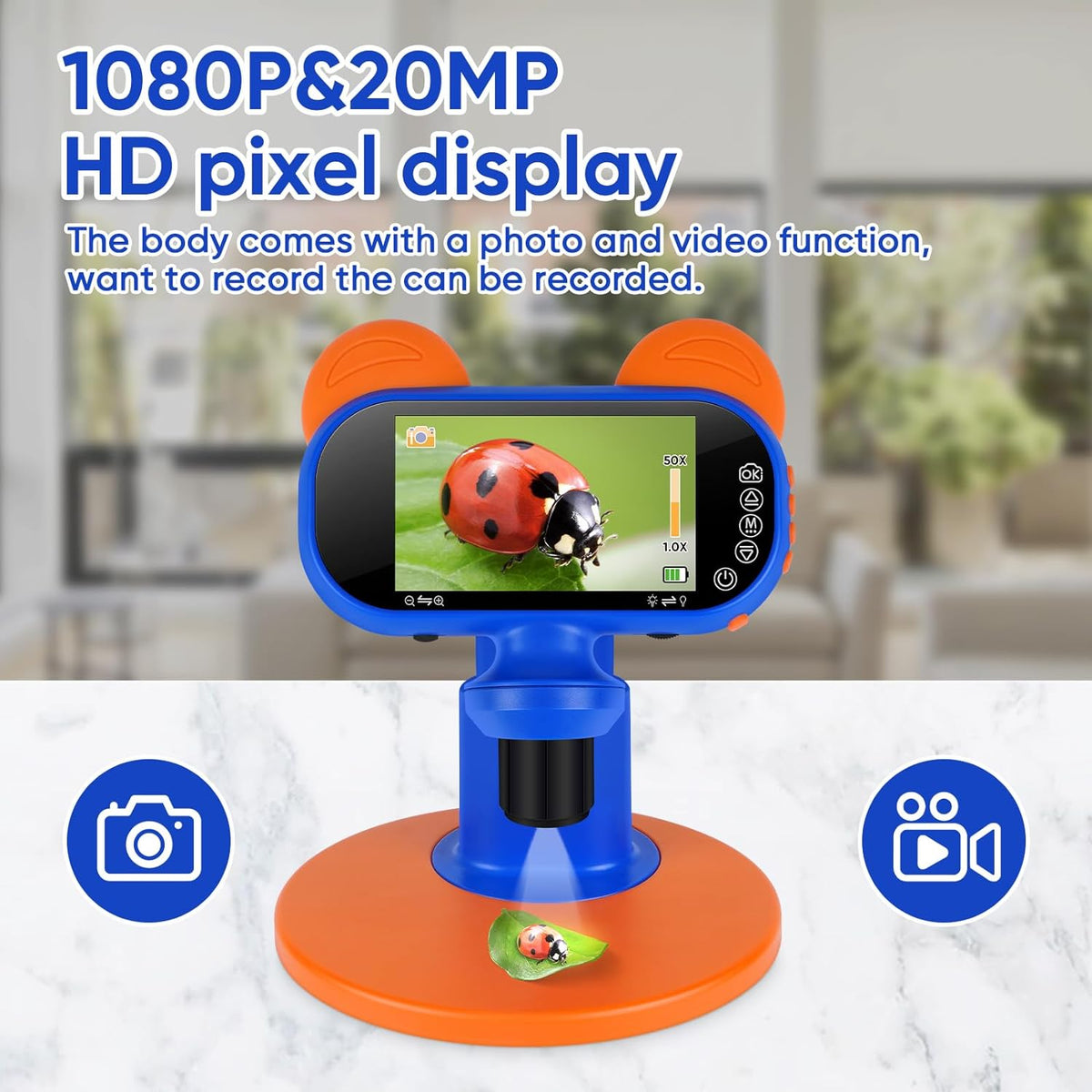 Belro handheld portable digital microscope with adjustable focus and compact design for detailed close-up viewing of small objects.