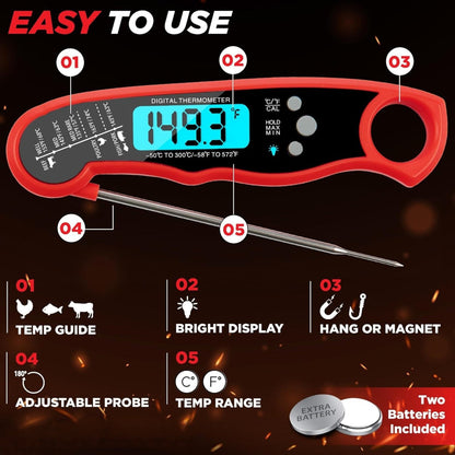 Belro instant read meat thermometer with digital display, compact medical device for quick temperature readings.
