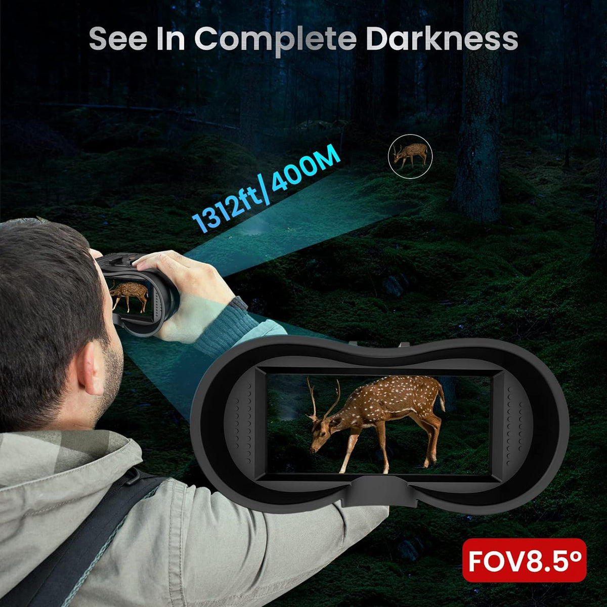 Belro 3D night vision goggles binoculars with digital camera features, designed for enhanced nighttime viewing and photography.