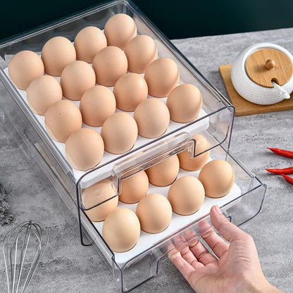 Belro egg container holder for fridge, plastic food storage bin with individual egg slots, kitchen and dining organization.
