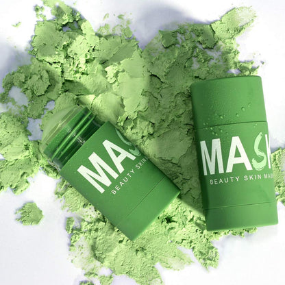 Belro Green Tea Clay Deep Cleanse Mask stick shown, a natural face mask for deep cleansing and skin refreshment.