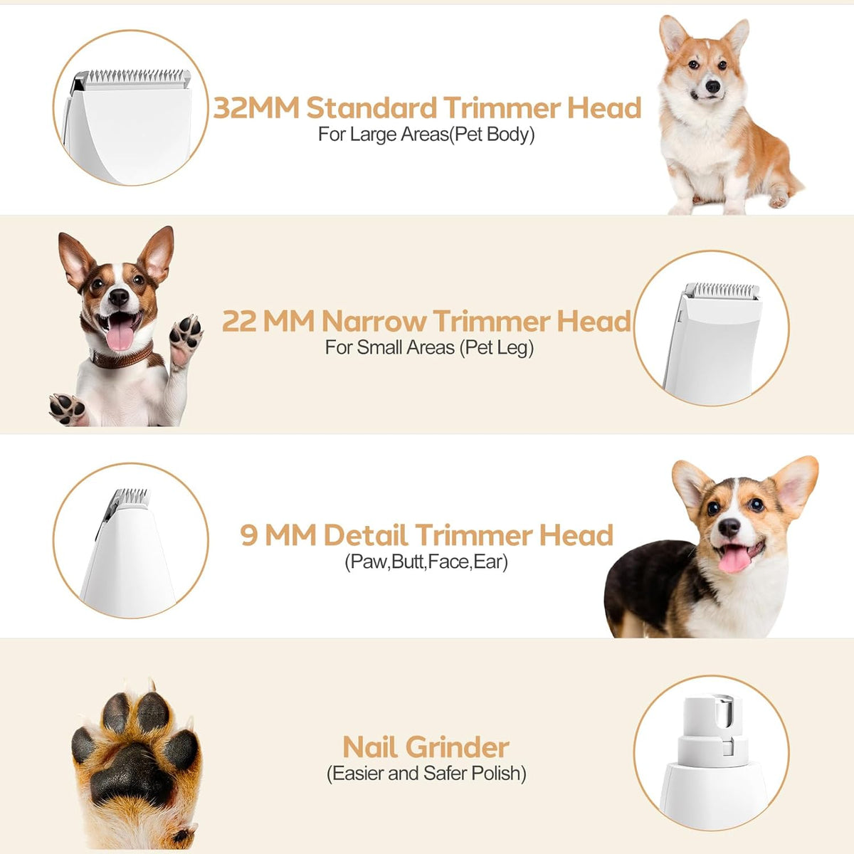 Belro dog grooming clippers kit with adjustable blades and detachable accessories for easy pet grooming.