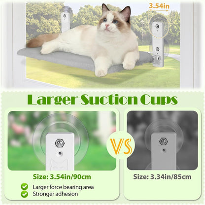 Belro cat hammock window perch with soft fabric and suction cups for easy attachment to a home and garden interior.