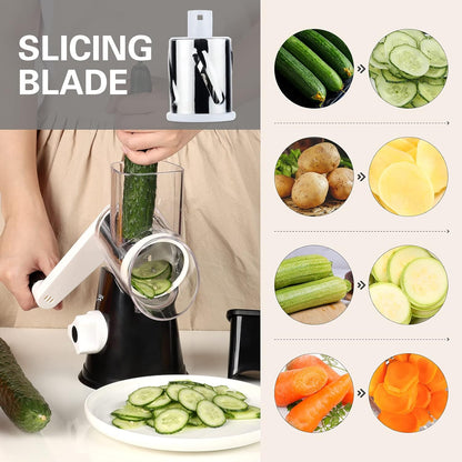 Belro rotary cheese vegetable manual grater with stainless steel drum and ergonomic handle for easy shredding in the kitchen.