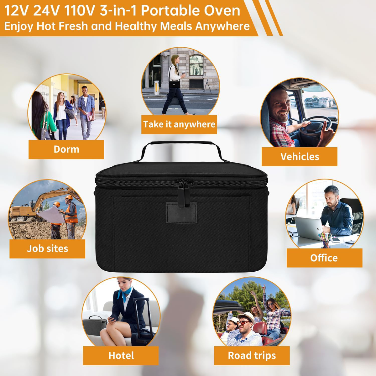 Belro portable food warmer lunch box in a compact bag, designed for keeping meals warm on the go with a sturdy carrying handle.