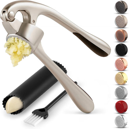 Belro premium garlic press mincer with stainless steel construction and ergonomic handle for effortless garlic crushing.