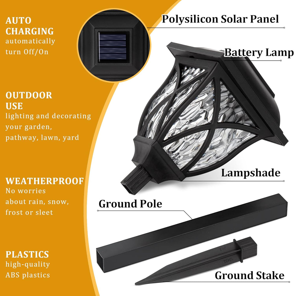 Six Belro solar LED pathway garden lights illuminating an outdoor garden path during daytime.