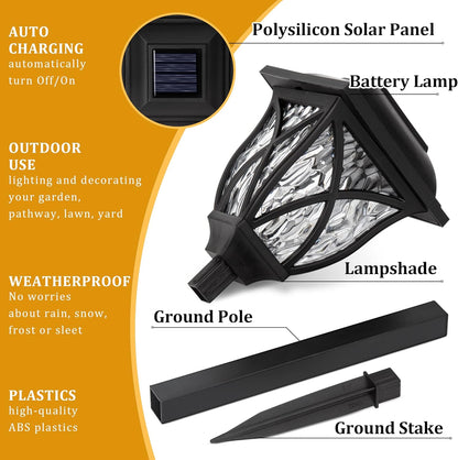 Six Belro solar LED pathway garden lights illuminating an outdoor garden path during daytime.