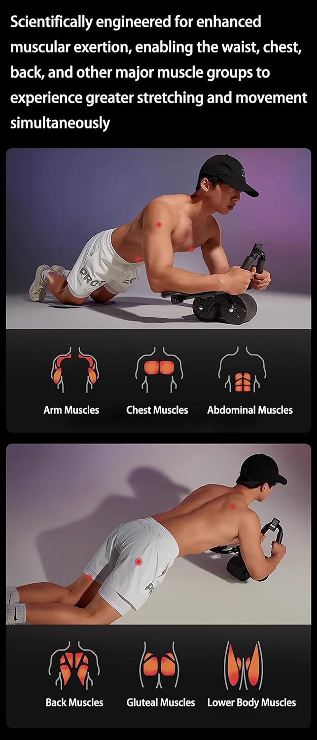 Belro Ab Roller Wheel for men, featuring a sturdy plastic wheel and comfortable handles for core workout exercises.