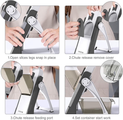 Belro mandoline slicer for kitchen, with adjustable blades and safety features, designed for precise slicing and julienne cuts.