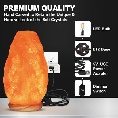 Belro Himalayan Salt Lamp emitting a warm glow, designed for health and beauty with natural pink salt crystals.