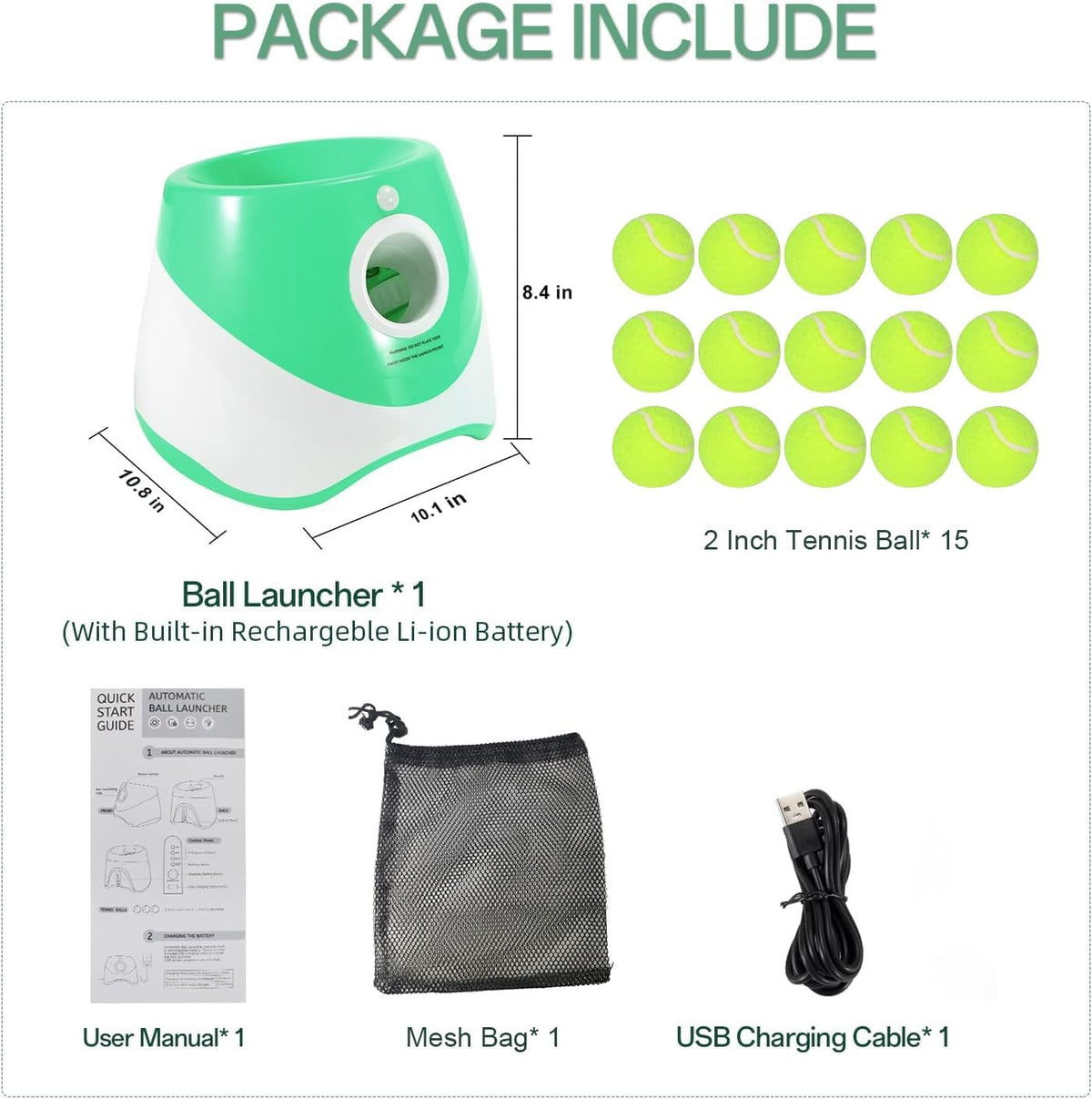 Belro automatic dog ball thrower with three distance settings, designed for tennis-style fetch games outdoors.