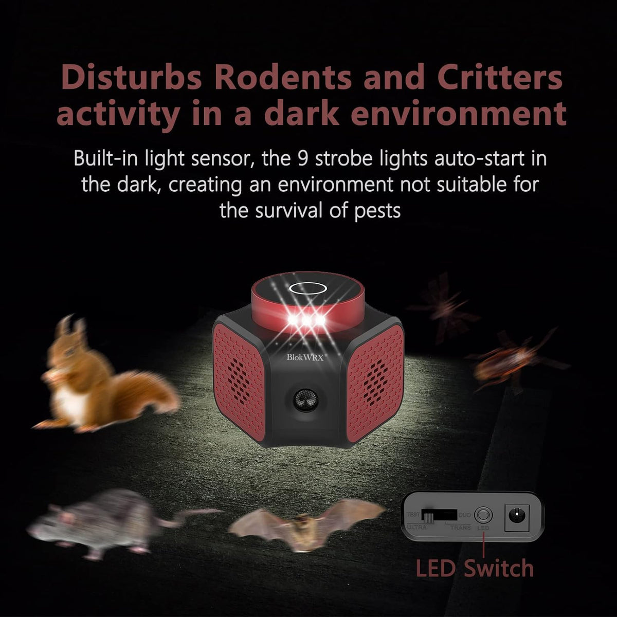 Belro ultrasonic indoor rodent repellent device for home and garden pest control, designed to deter mice and rats.
