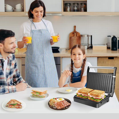 Belro Panini Press Sandwich Maker with non-stick grill plates for easy cooking and crispy sandwiches at home.