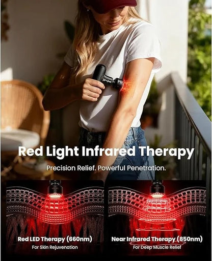 Casavibeo BOB AND BRAD Q2 Ultra Mini Massage Gun with red light infrared head for deep tissue muscle therapy and pain relief.