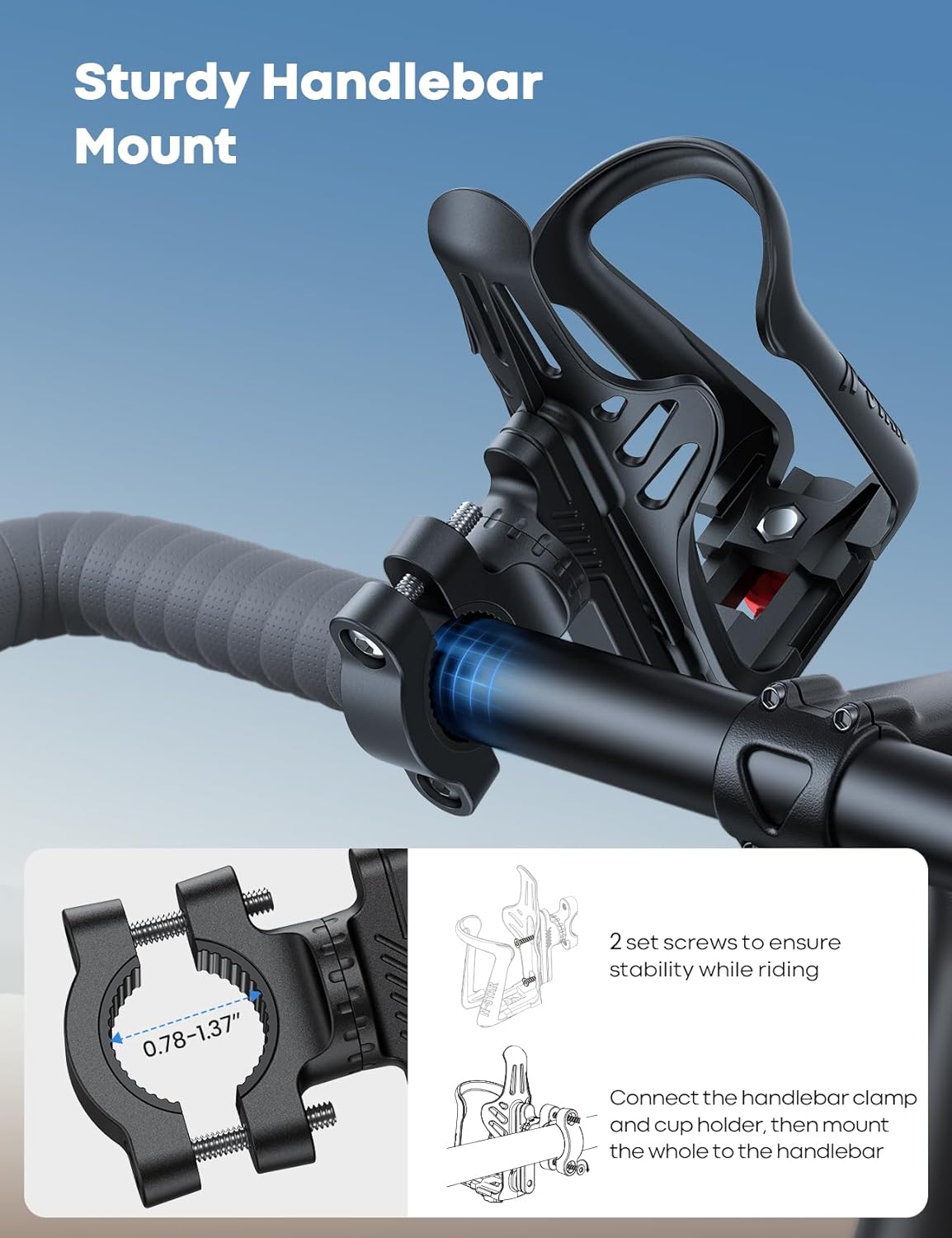 Belro bike bottle holder attached to men's cycling clothing, designed for secure hydration on rides.